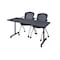 Regency Regency Kobe 66 x 24 in. Mobile T-Base Training Table- Grey, 2 Cadence Nesting Chairs MKTRCC6624GY23BK - alternate 1